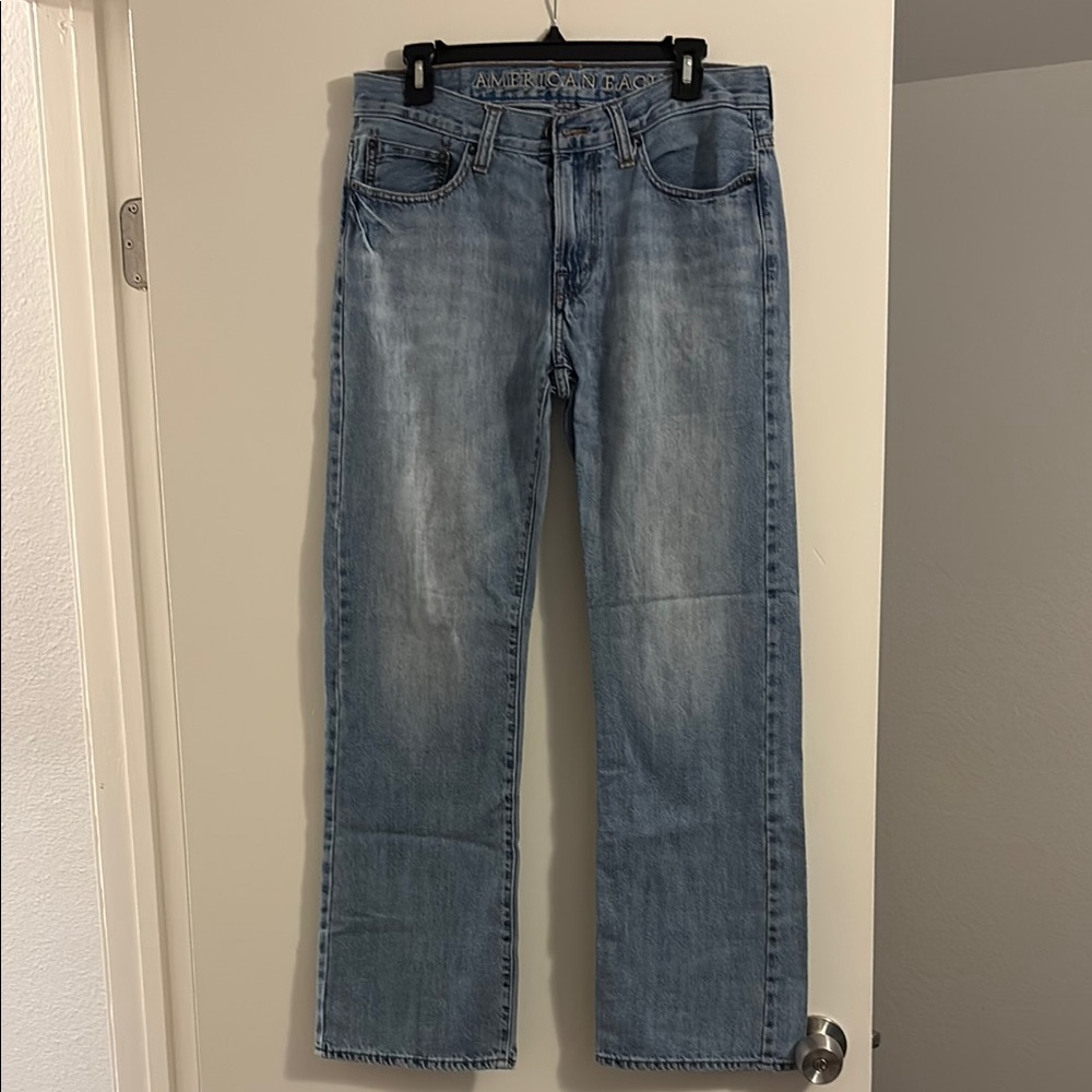 American Eagle Outfitters Men's Light Blue Relaxed Jeans